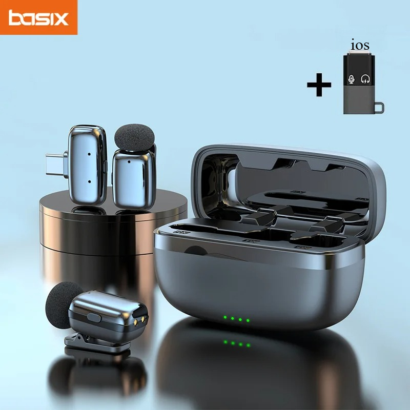 Phone Accessories Android - Wireless Lavalier Microphone Set with Charging